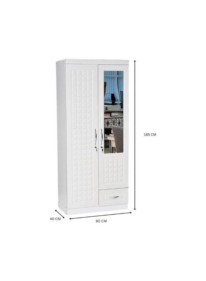 ABX HOME Shaku 2 Door Wooden Wardrobe, Cabinet Cupboard Engineered Wood Perfect Modern Stylish Heavy Duty With Mirror (With Installation) - Image 3